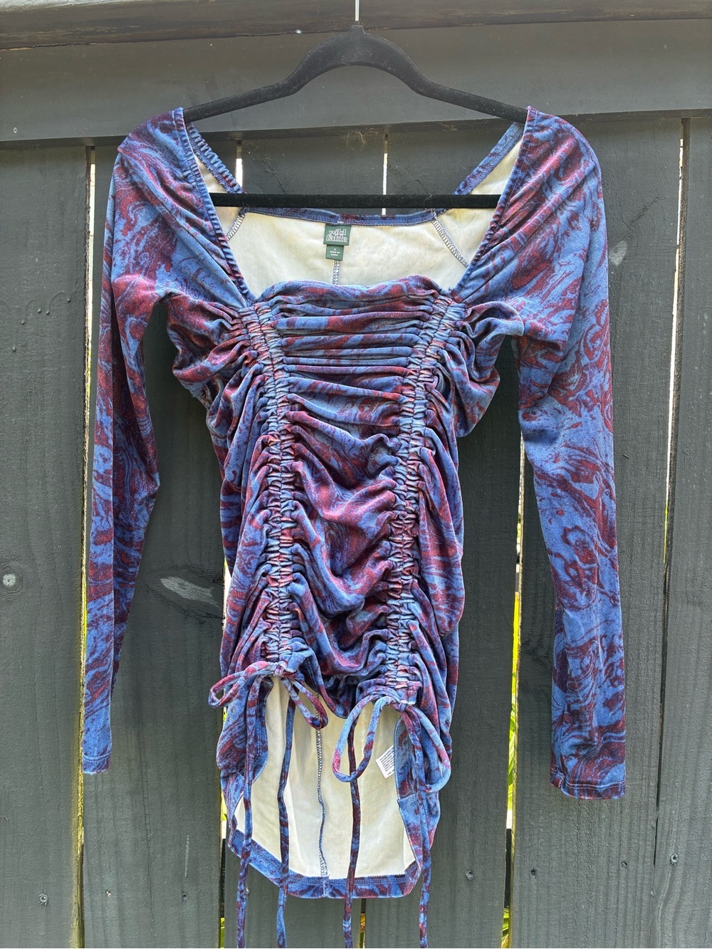 wild fable Blue and Purple Ruched Long Sleeve Top